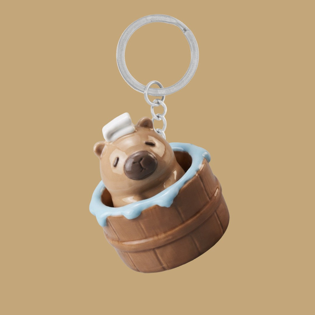 soaking capybara keychain